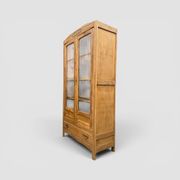 Parisian wardrobe with bevelled glass, blonde oak, Art Deco 1930.