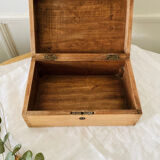 Small wooden storage chest box with keyless lid