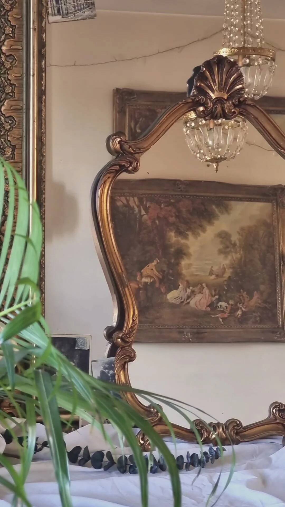 Large gilded rococo mirror