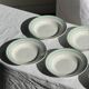 Set of 8 antique turquoise deep plates with a gold rim D22.5