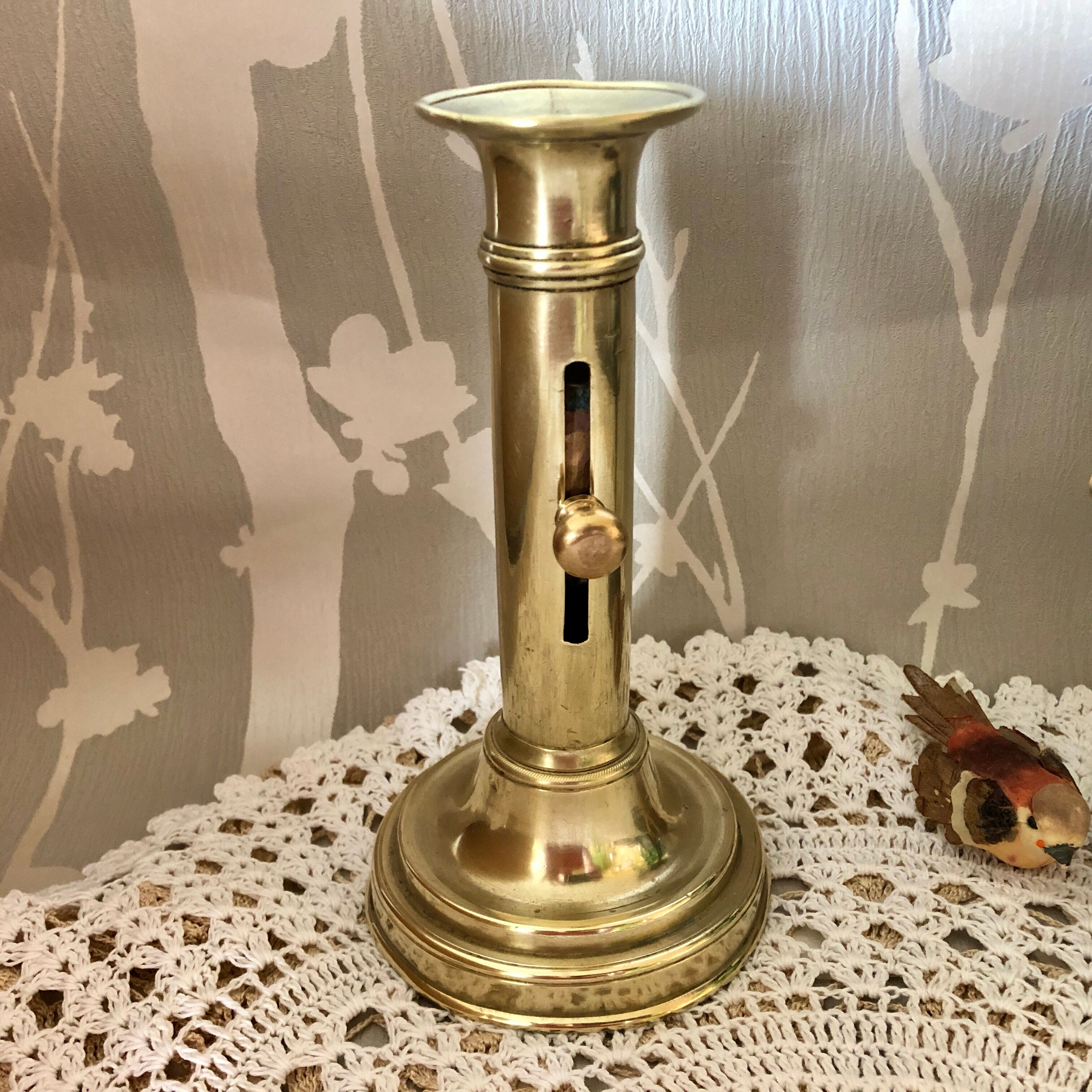 Golden copper candle holder with Belle Epoque pusher