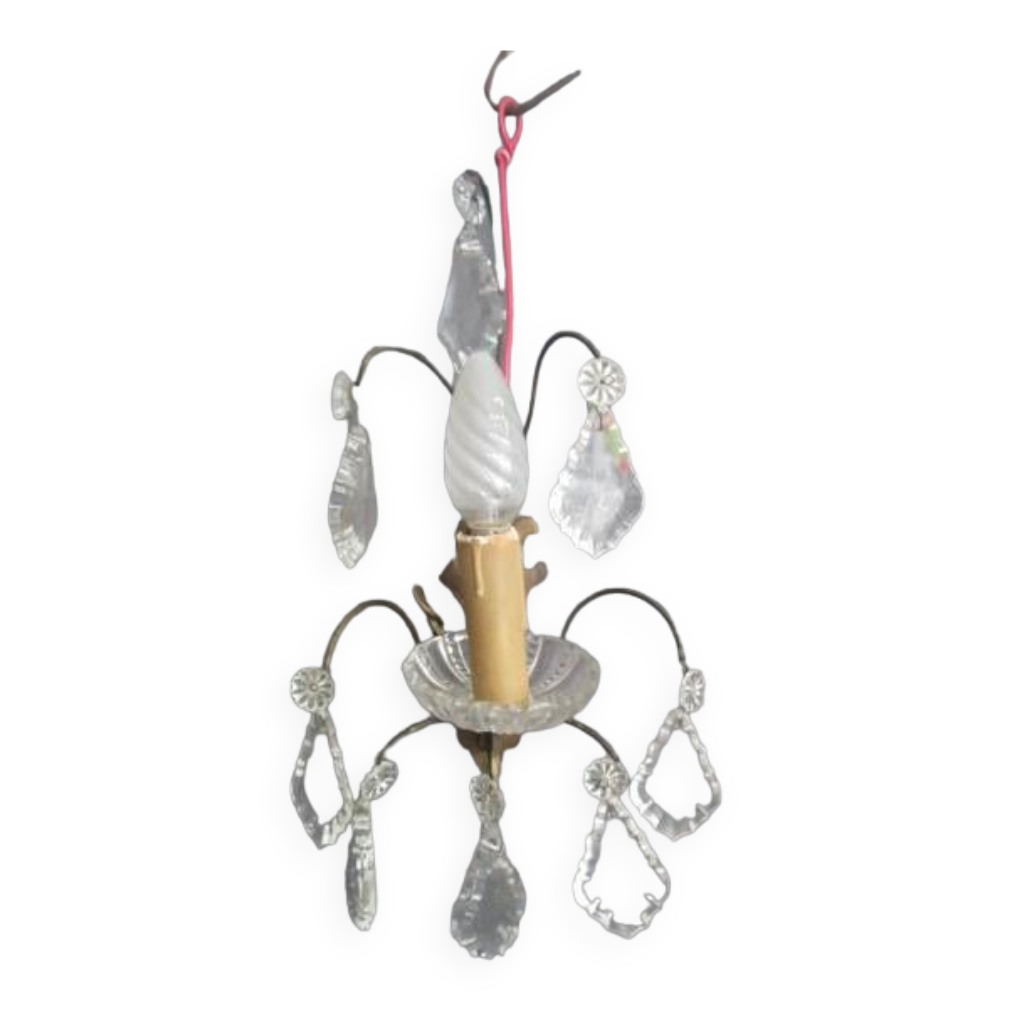 Antique tassel wall lamp in bronze and crystal