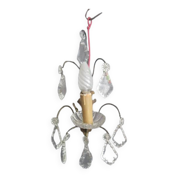 Antique tassel wall lamp in bronze and crystal
