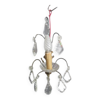 Antique tassel wall lamp in bronze and crystal