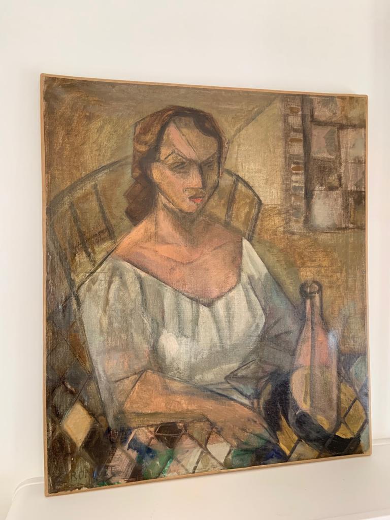 Cubist oil on canvas by Elisabeth Ronget