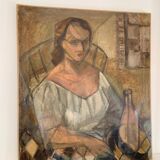 Cubist oil on canvas by Elisabeth Ronget