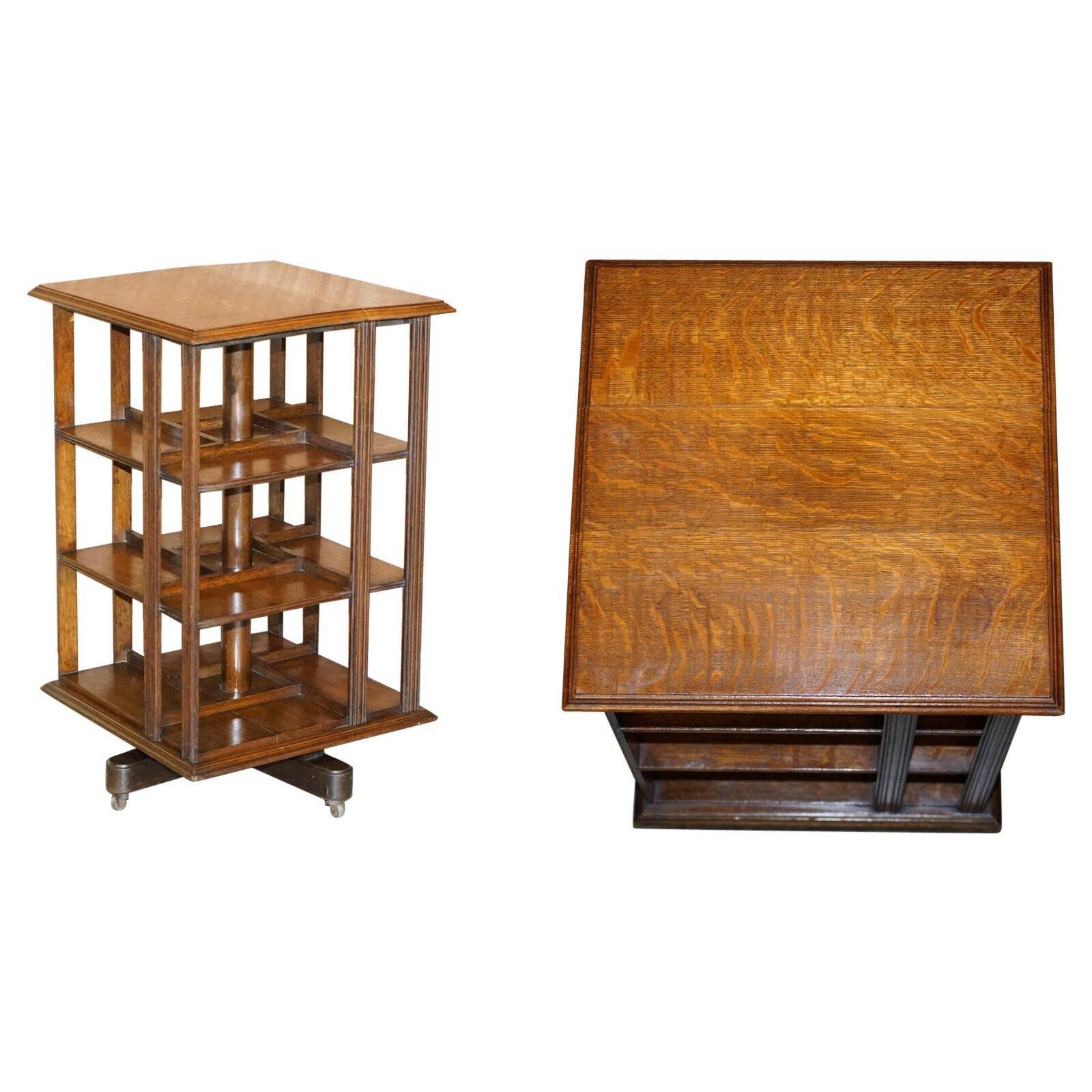 Victorian revolving oak library from around 1880