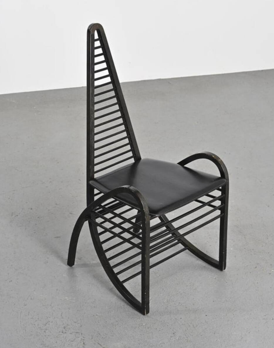 6 curved wooden chairs, Sibau Italy circa 1970