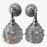 Pair of chrome wall lights