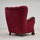 1960s, Danish relax chair, cherry-red furniture velour, oak wood.