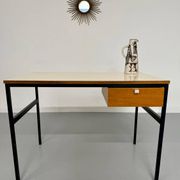 Vintage small desk designed by Pierre Paulin CM217 from the 1960s, wood and metal.