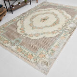 7x10 shades of beige turkish rug, 211x320cm