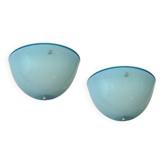 Lot de 2 appliques en verre de Murano bleu