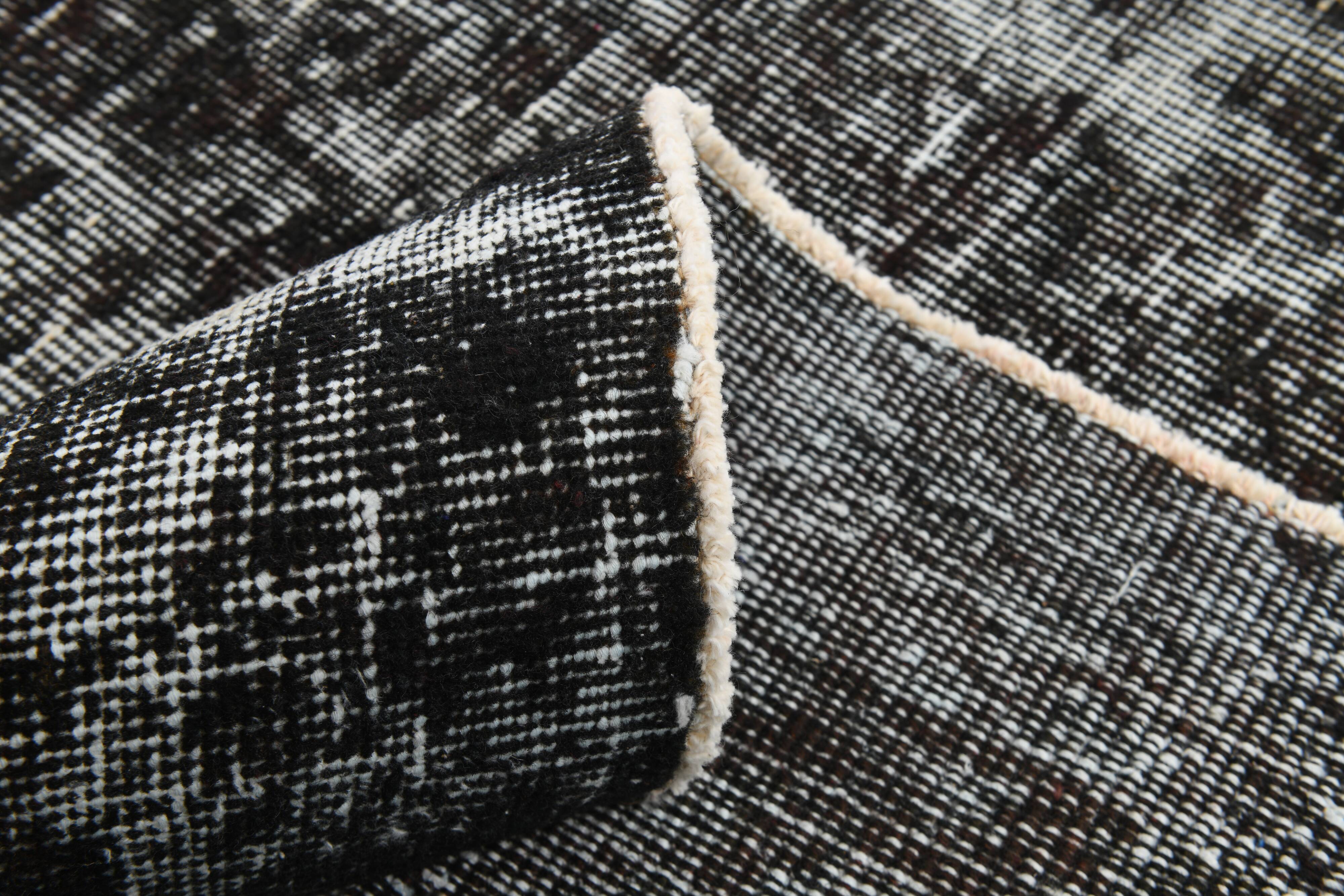 Black gray tones anatolian handmade vintage rug 260x158cm