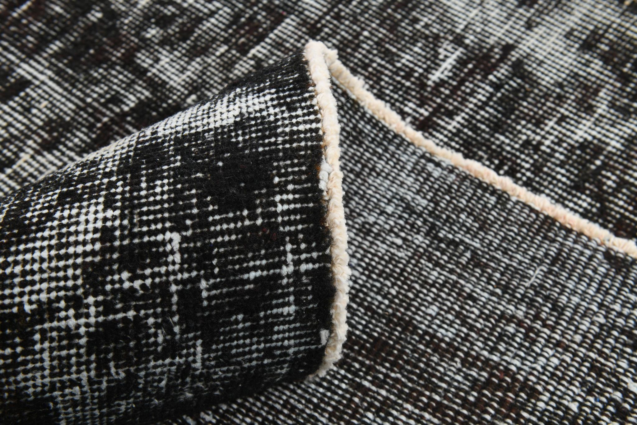 Black gray tones anatolian handmade vintage rug 260x158cm