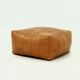 Mid-Century Patchwork Cognac Leather Pouf, 1970s