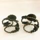 Pair of handcrafted wrought iron candlesticks vintage foliage