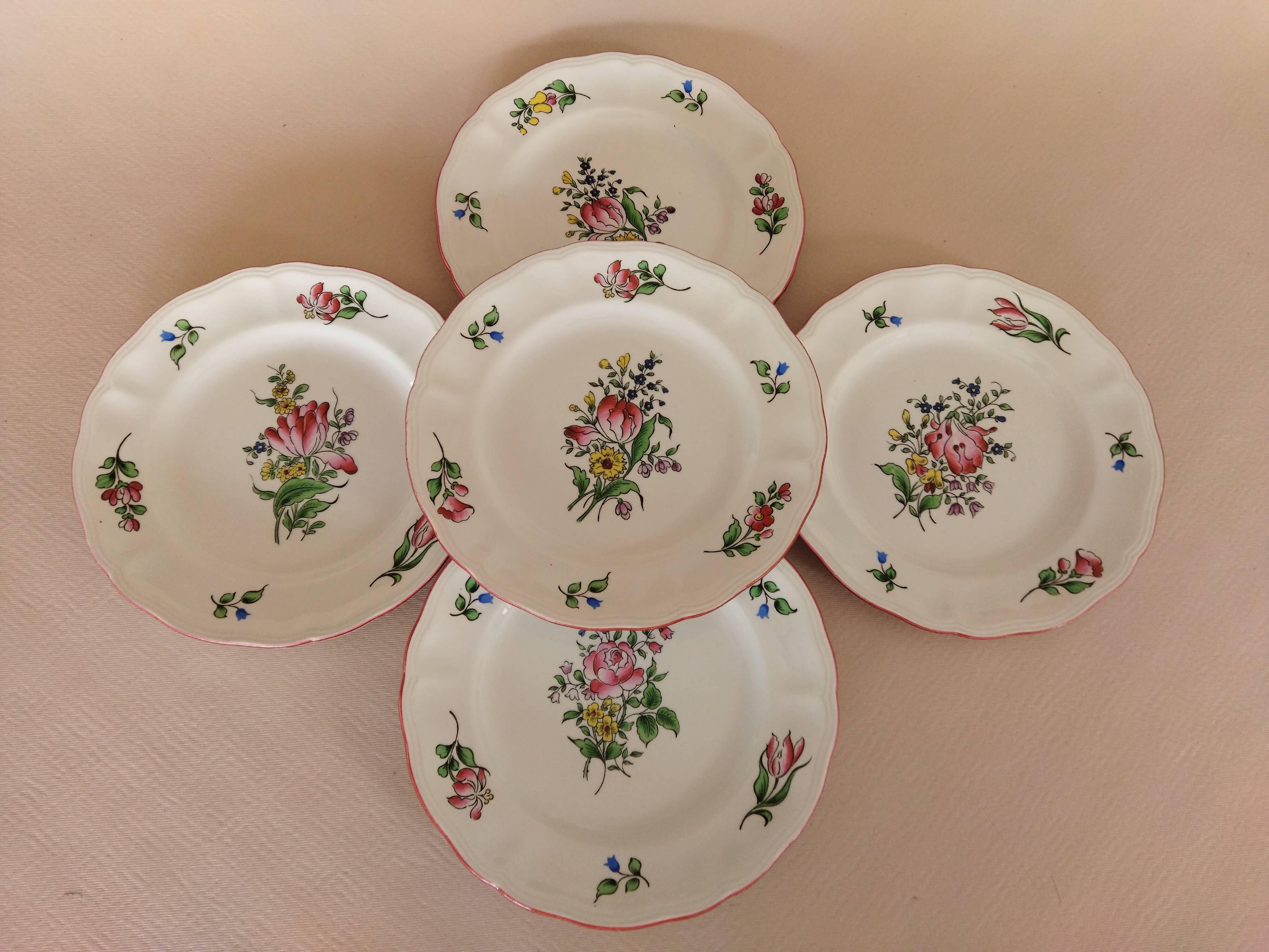 5 assiettes à cake "Réverbère fin" KG Lunéville