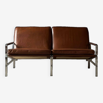 Design two-seater sofa Model FK 6720 from Fabricius & Kastholm, brown leather