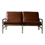 Design two-seater sofa Model FK 6720 from Fabricius & Kastholm, brown leather