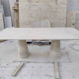 Travertine Rectangle Dining Table, in the Style of 1970 Angelo Mangiarotti