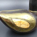 Wooden and brass swan