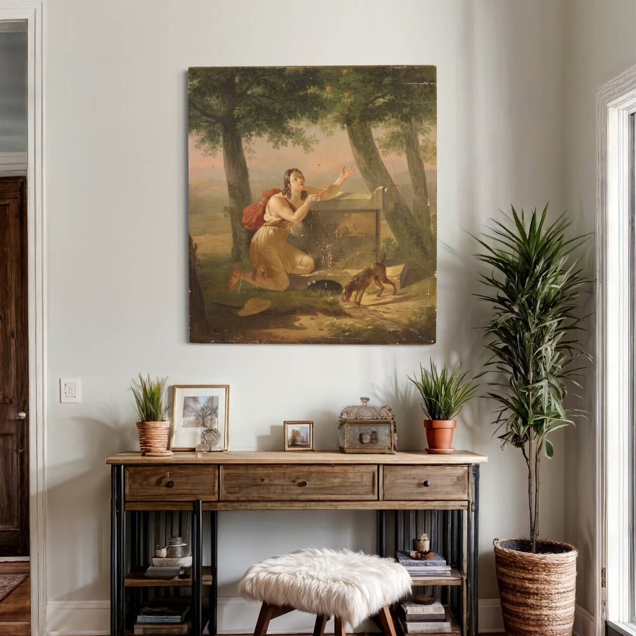 Large 19th century neoclassical painted panel