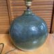 Pied de Lampe Ancien Boule Grès Émaillé Vert Nuancé Années 70 Vintage