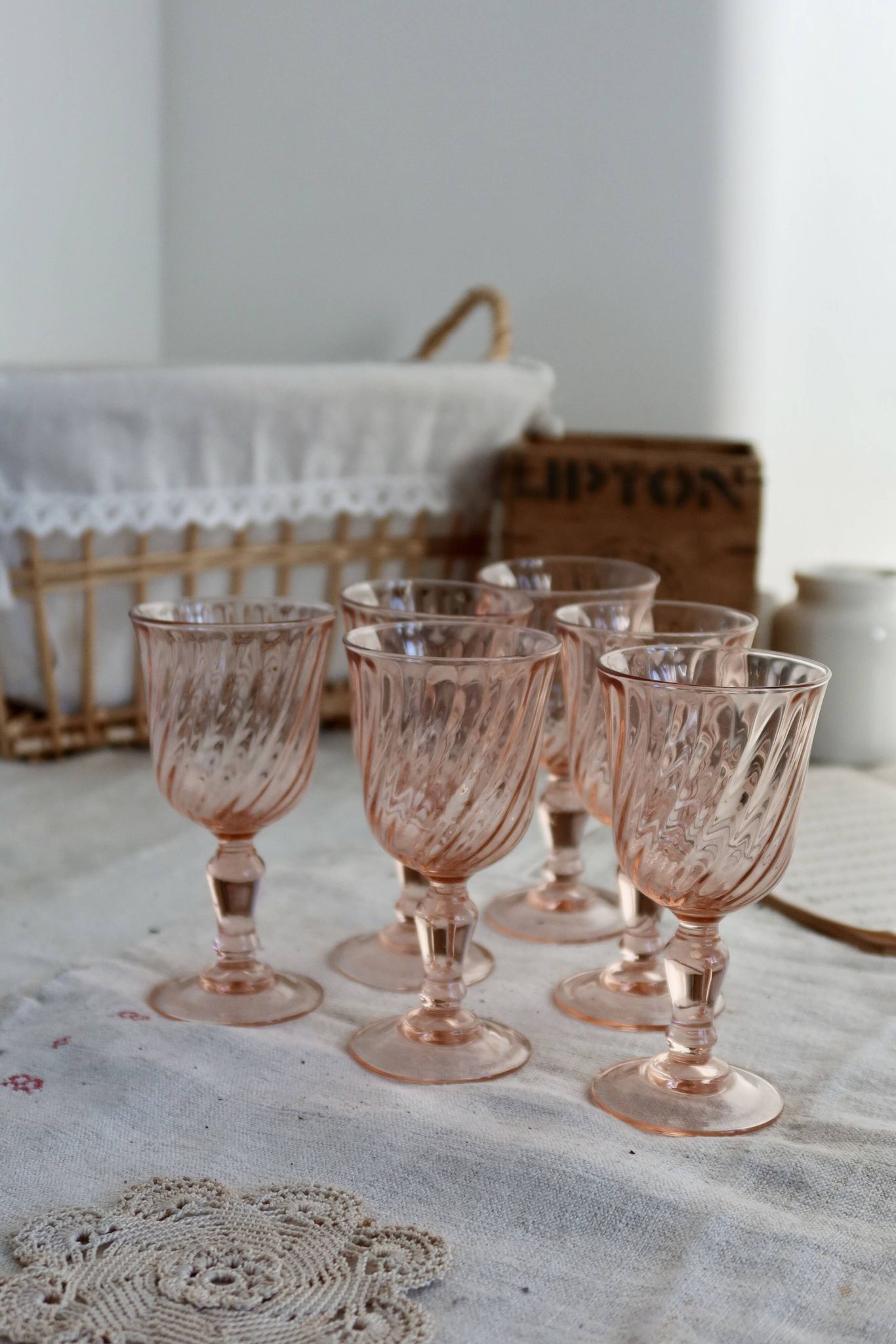 6 coupes à champagne vintage Luminarc Rosaline