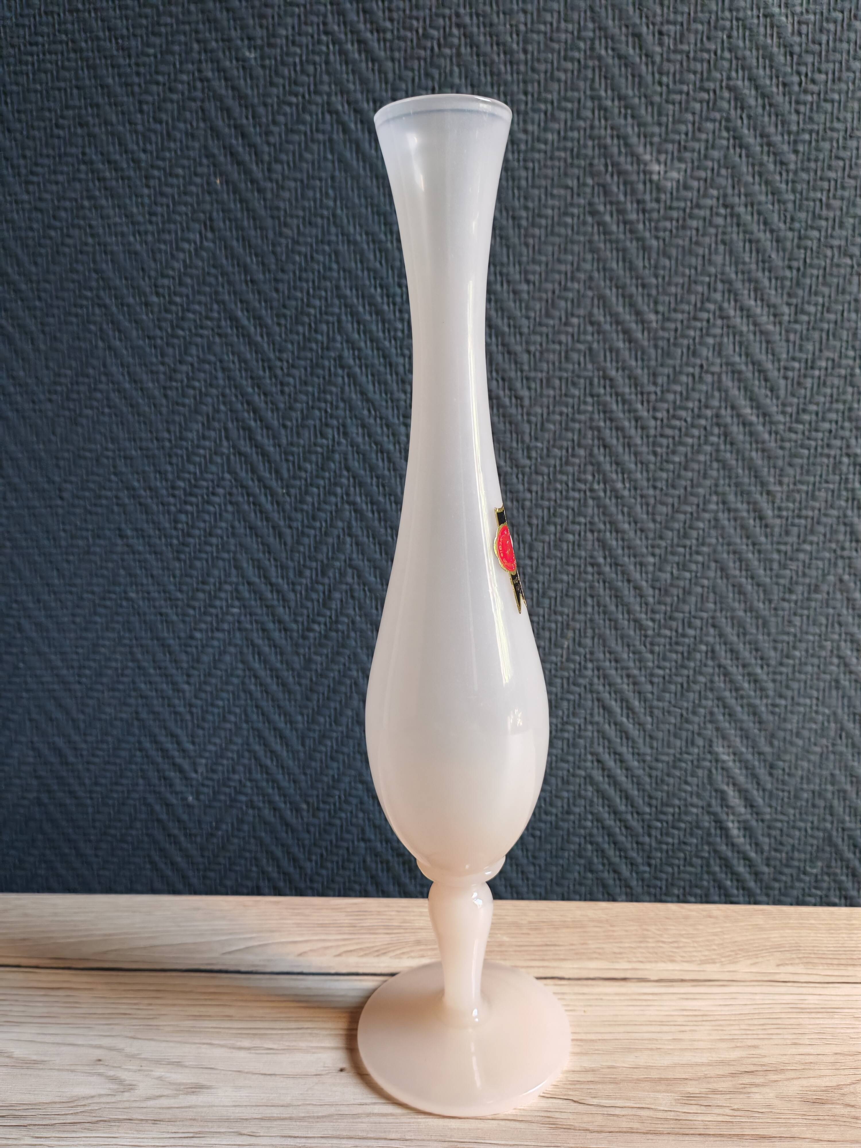 Vintage Italian White Nude Pink Opaline Soliflore Vase