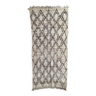 Azilal white Berber rug - 220 x 96 cm.