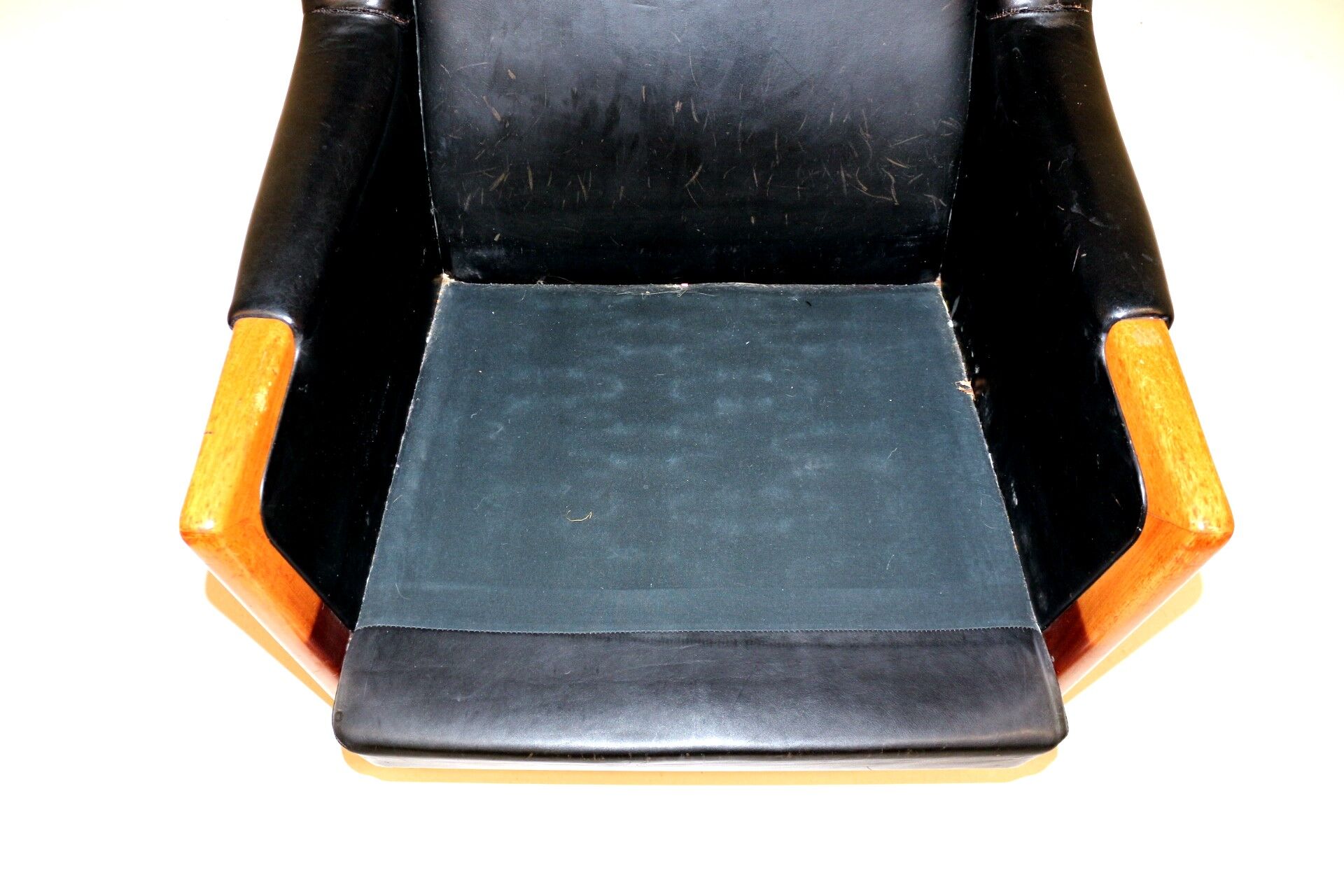 Patinated leather armchair, Sweden, 1960