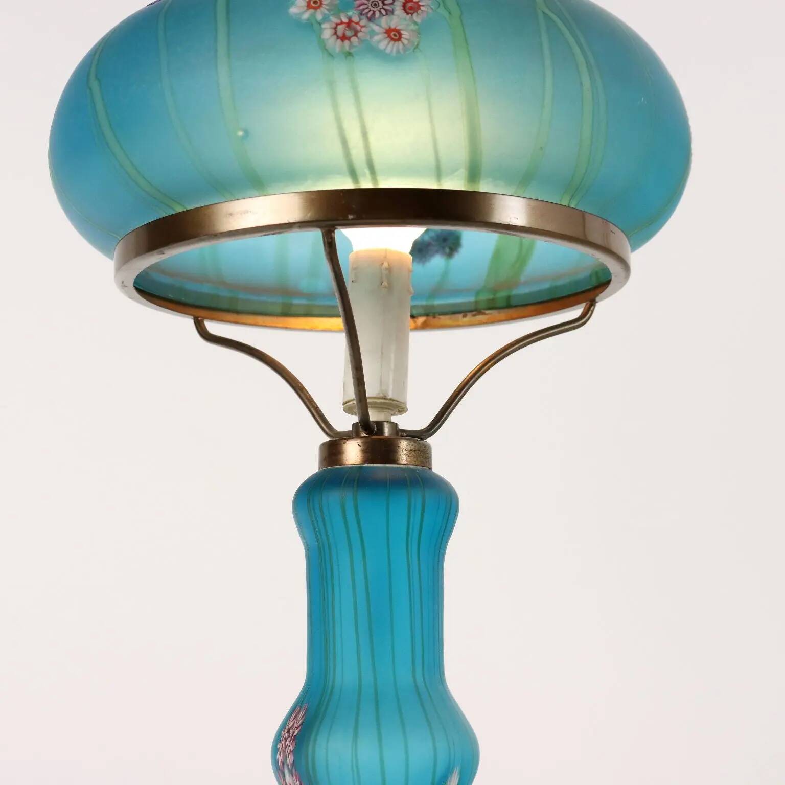 Lampe de table vintage années 1950 Millefiori par F.lli Toso en verre, Italie