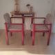 2 fauteuils léopard / bois massif bordeaux