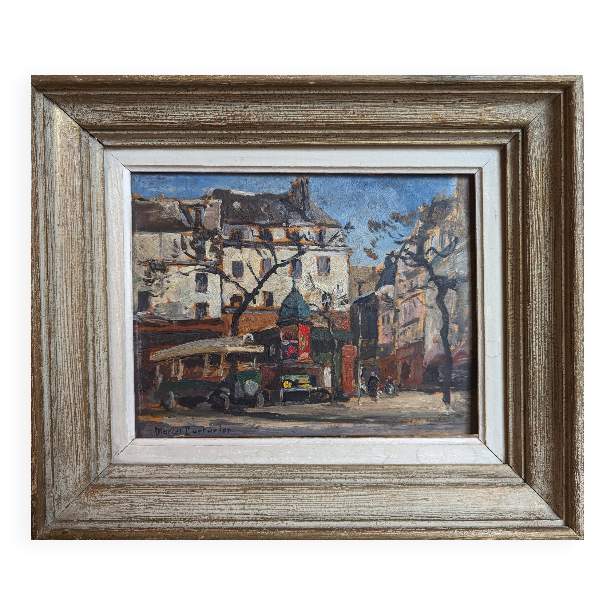 Painting of Paris by Marcel Parturier, A kiosk in Montparnasse, 20th century