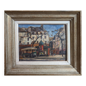 Painting of Paris by Marcel Parturier, A kiosk in Montparnasse, 20th century