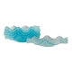 Six-piece turquoise crystal glass bowls, vintage 1980s, ruffled scalloped rims, pressed texture