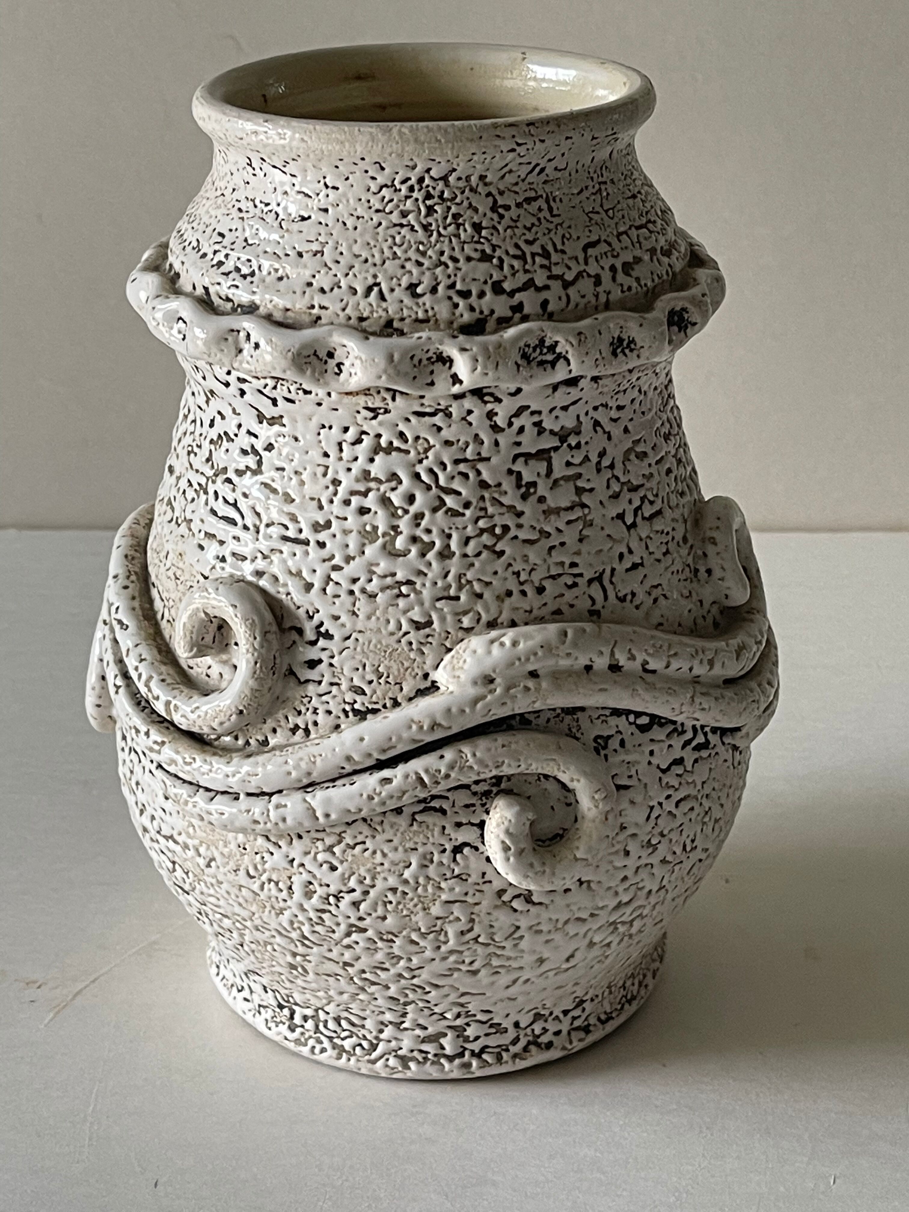 Art Deco crisp earthenware vase, Primavera, Cab, Besnard