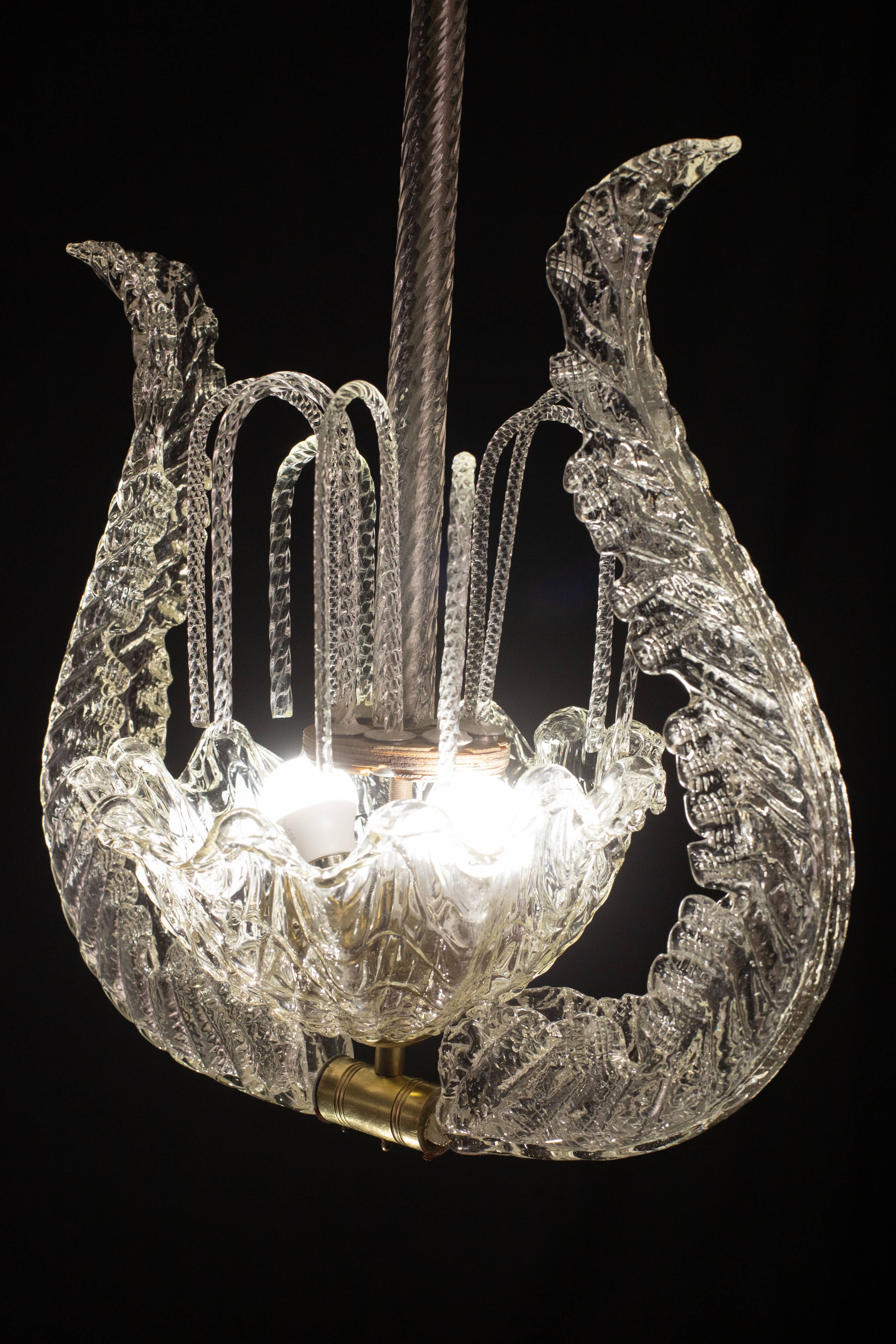 Art Decò Fountain Chandelier By Barovier e Toso, Murano Glass, 1940