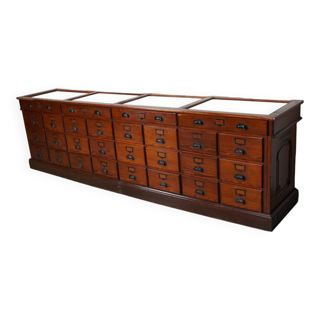 Grand Comptoir/Meuble de Bijouterie en Pitch Pine, Paris, France, 1930s