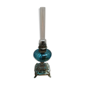 Blue oil lamp and metal foot