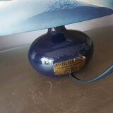 Ceramic lamp, Montclus art workshop, silk lampshade, hand painted