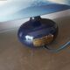 Ceramic lamp, Montclus art workshop, silk lampshade, hand painted