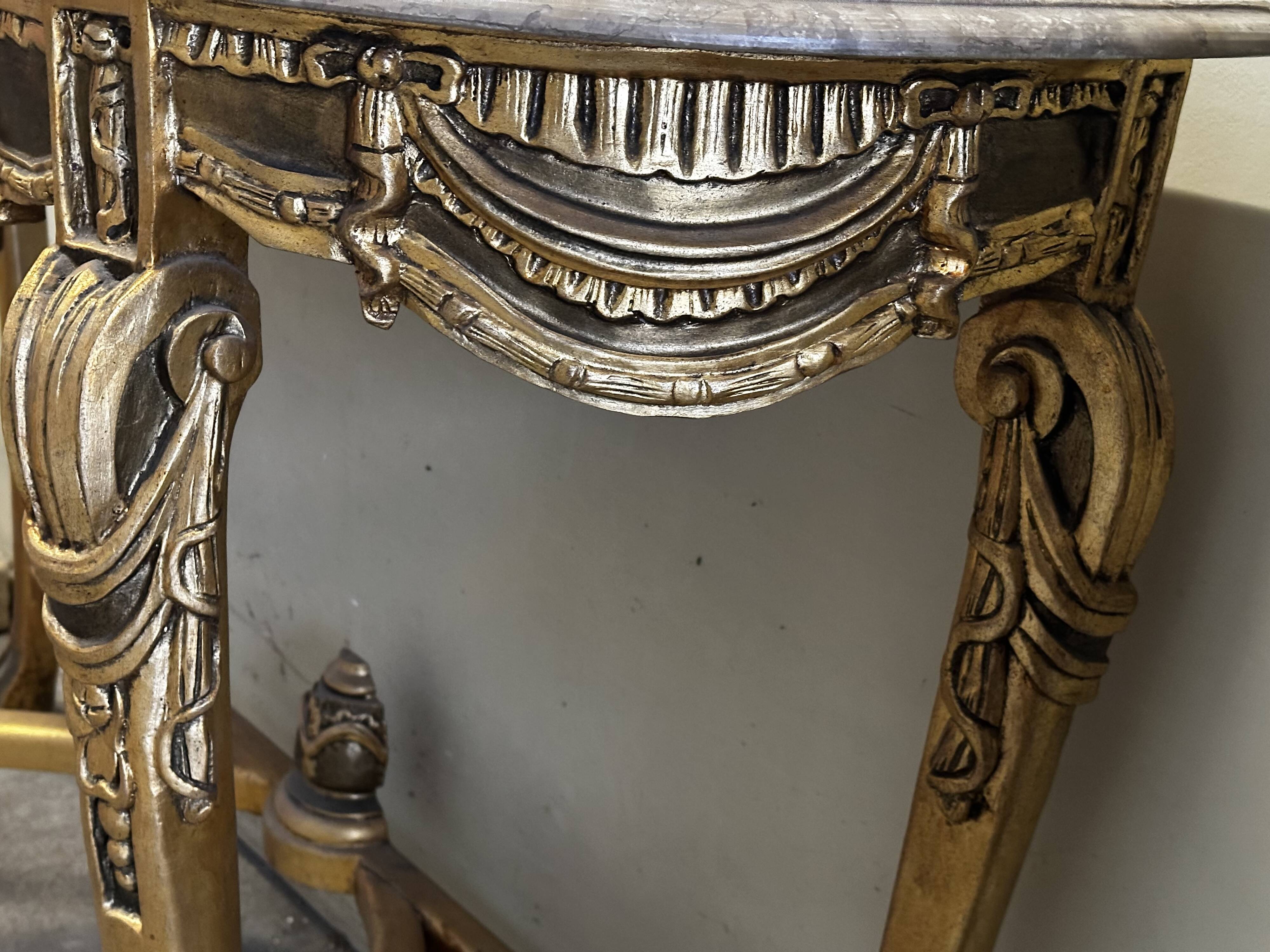 Hollywood Regency Console - Gilded Wood and Marble
