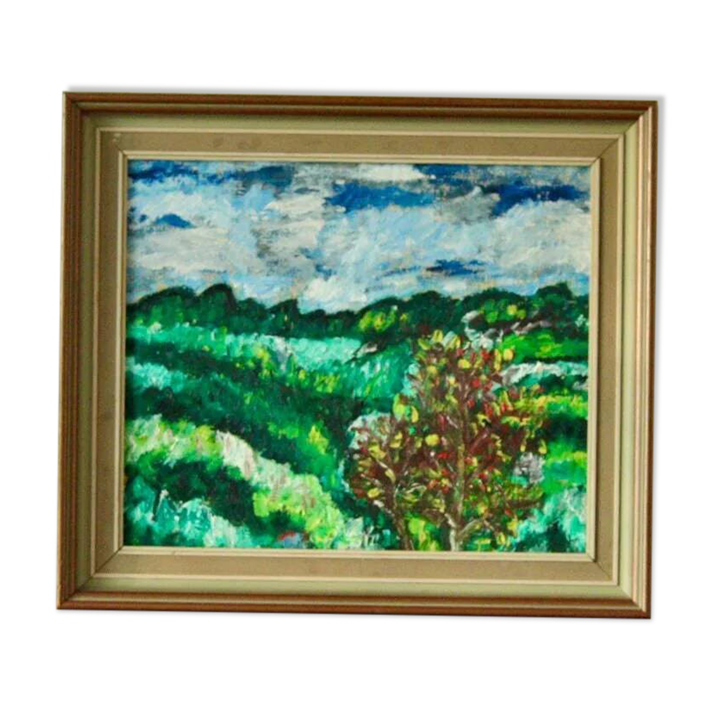 Original mid-century oil on canvas – "Landscape Pattern"