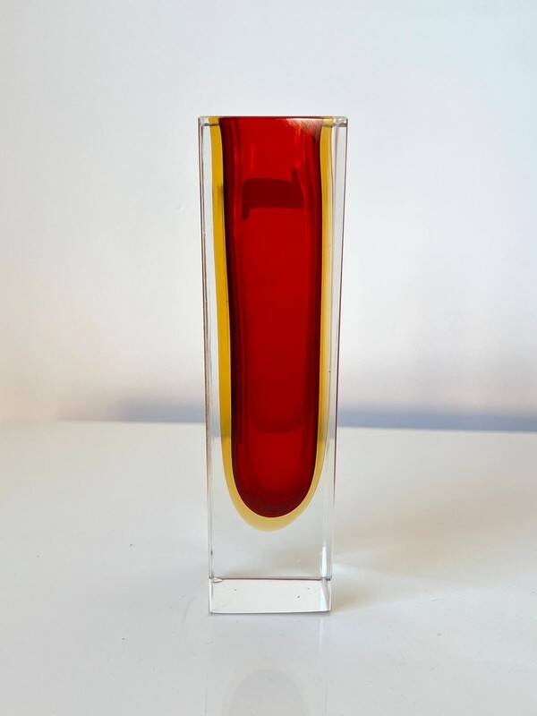 Vintage Murano blown glass sommerso vase - made in Italy