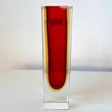 Vintage Murano blown glass sommerso vase - made in Italy