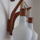 double teak wall lamp and Scandinavian suspended opalines