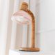 Solbackens Svarveri Pine Wood Table Lamp with Pink Ice Glass Shade – Mid Century 1960s