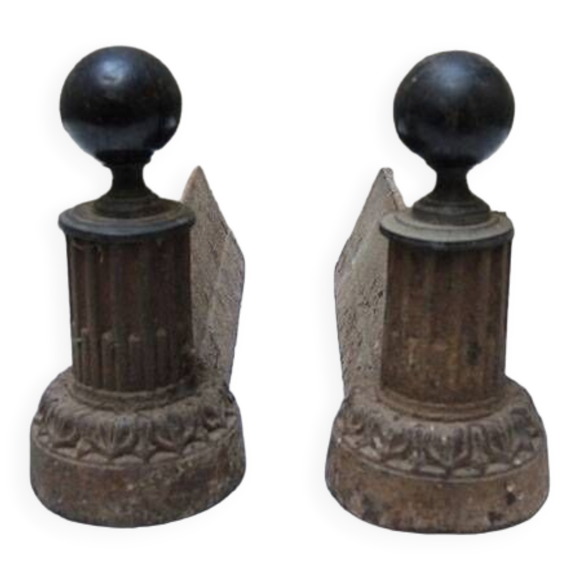 Old neoclassical style cast iron andirons